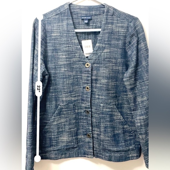 NWT J Jill Indigo Blazer Jacket Blue Cardigan Women’s Button Front Size XS - Picture 2 of 10